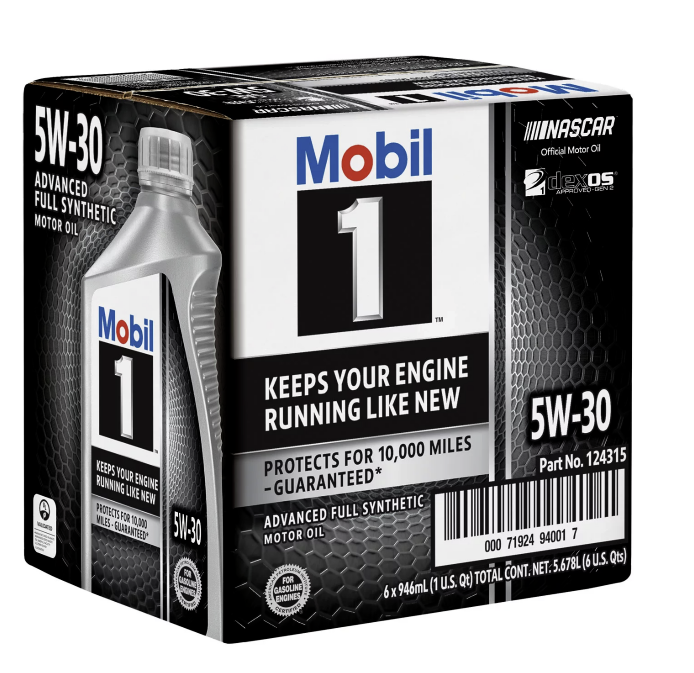 Mobil 1 5W30 Synthetic Oil, 6-pack, 6 x 1 qt
