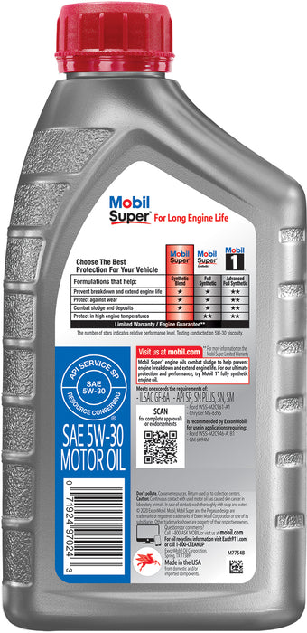 Mobil Super Synthetic Blend Motor Oil 5W-30, 1 qt