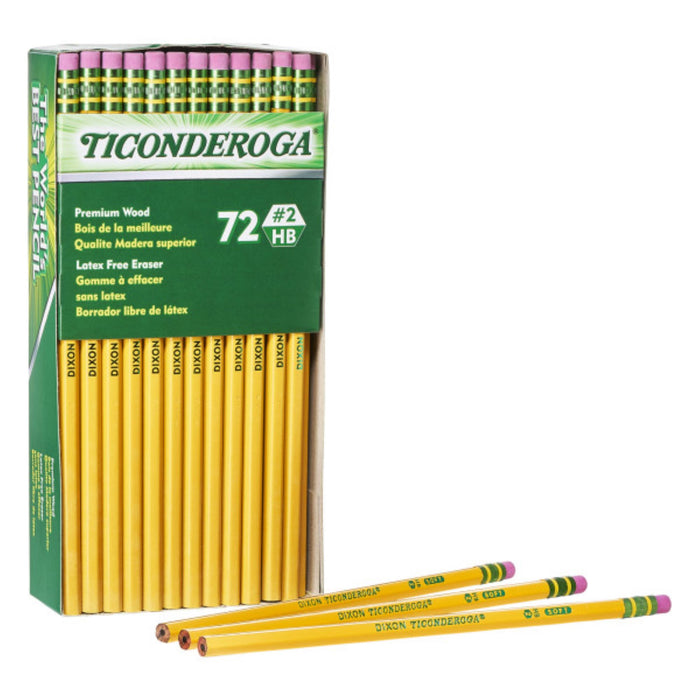 Ticonderoga Wood-Cased Pencils, #2 Soft With Eraser, 72 ct
