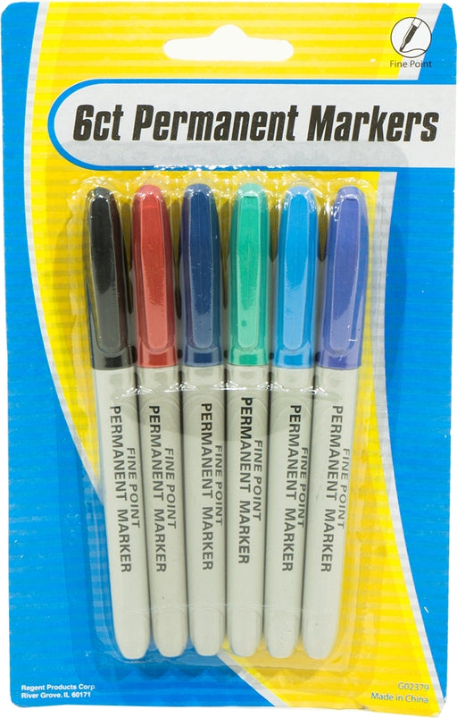 Regent Products Fine Point Permanent Markers, 6 ct