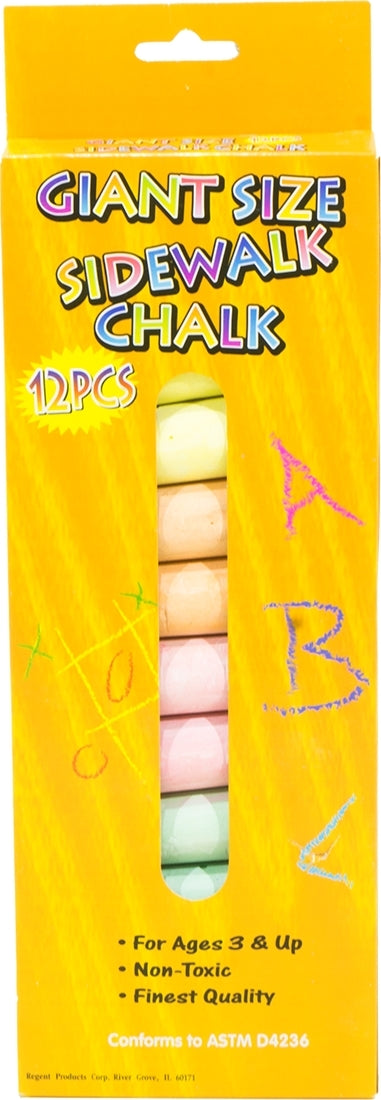 Regent Products Giant Size Colored Sidewalk Chalks, 12 ct