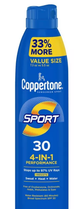 Coppertone Sport Sunscreen Lotion SPF 30 Sunscreen Spray, 6.9 oz