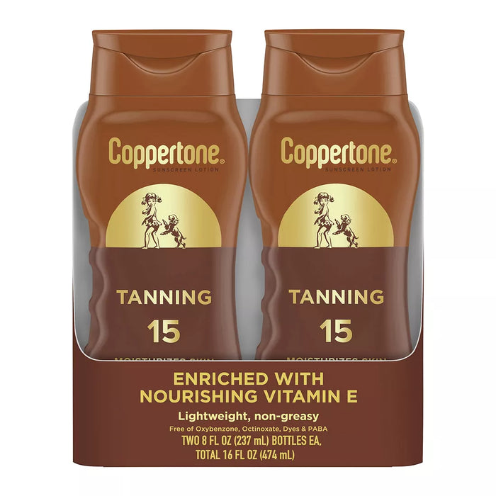 Coppertone Tanning Sunscreen 2-Pack, SPF 15, 2 x 8 oz