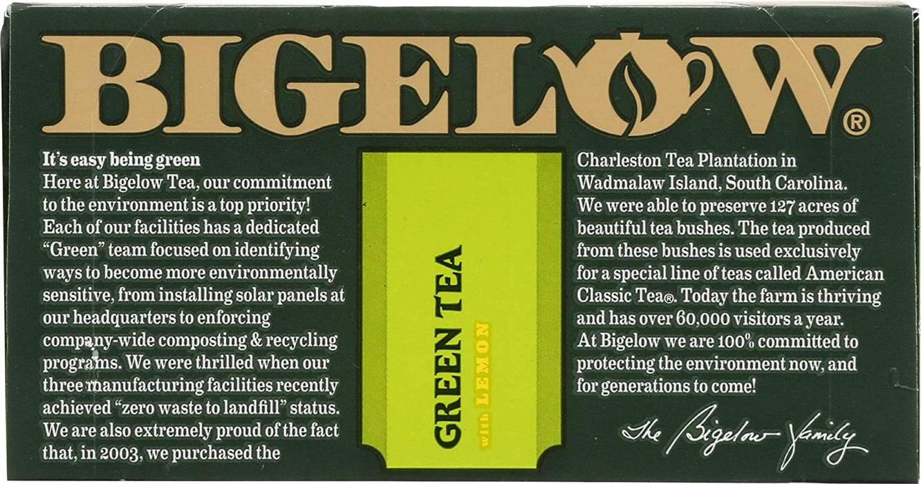 Bigelow Green Tea With Lemon Tea Bags, 20 ct