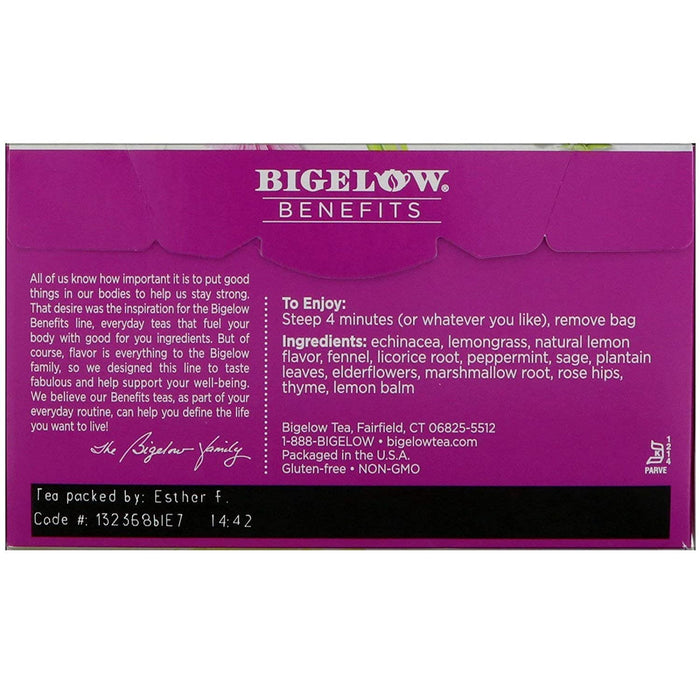 Bigelow Tea Lemon & Echinacea Herbal Tea Bags , 18 ct