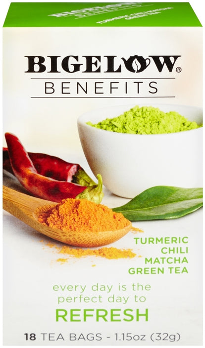 Bigelow Benefits Refresh Green Tea with Turmeric, Chili & Matcha, 18 c