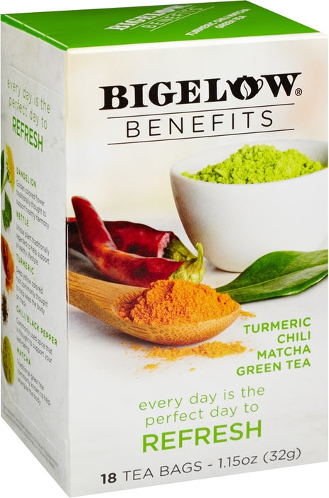 Bigelow Benefits Refresh Green Tea with Turmeric, Chili & Matcha, 18 ct