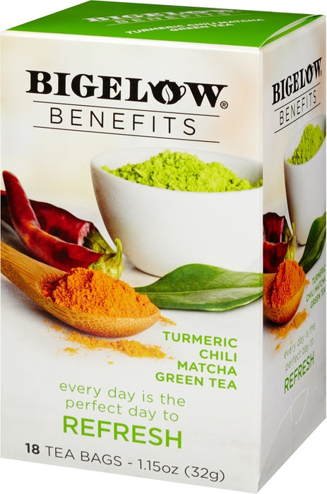 Bigelow Benefits Refresh Green Tea with Turmeric, Chili & Matcha, 18 c