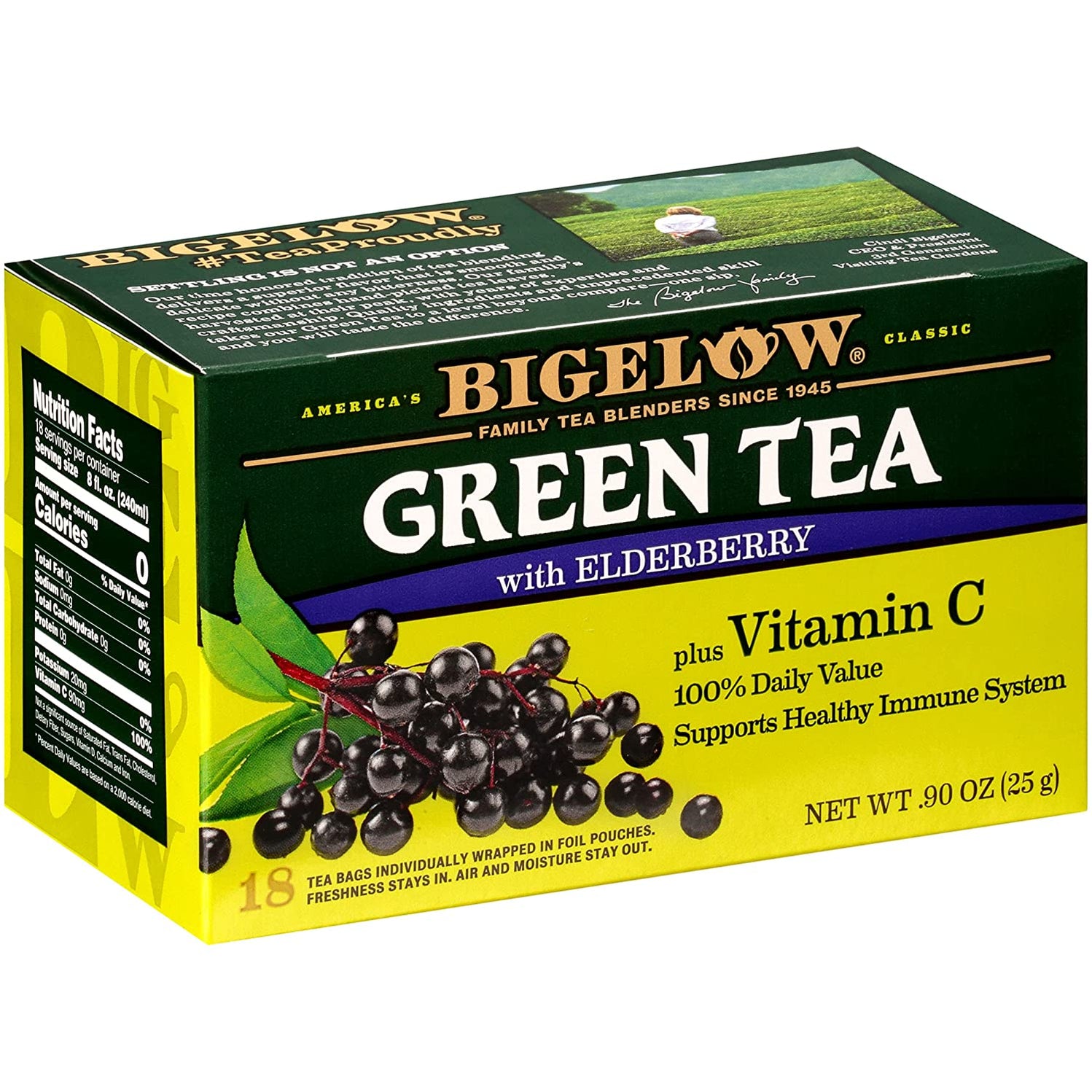 Bigelow Green Tea With Elderberry Tea Bags , 18 ct — Goisco.com