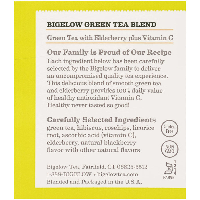 Bigelow Green Tea With Elderberry Tea Bags , 18 ct