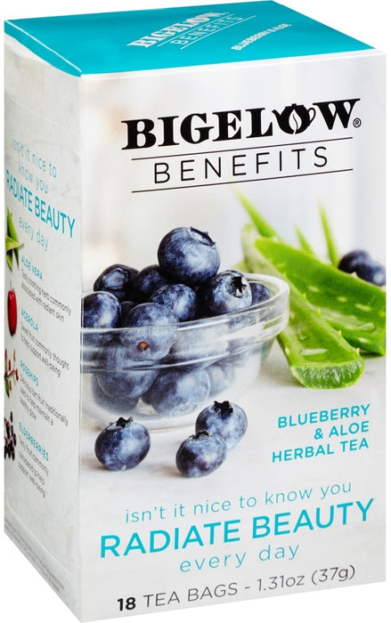 Bigelow Benefits Radiate Beauty Herbal Tea with Blueberry & Aloe, 18 ct