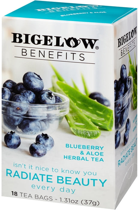 Bigelow Benefits Radiate Beauty Herbal Tea with Blueberry & Aloe, 18 ct