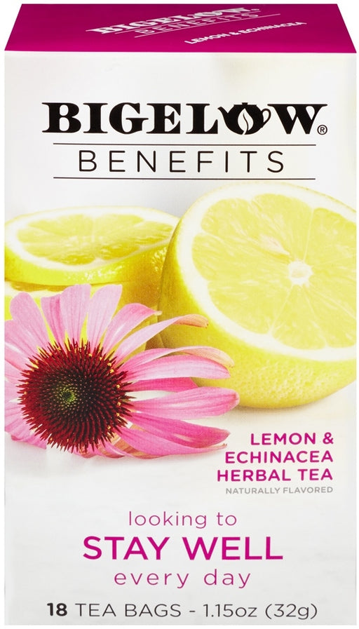 Bigelow Benefits Stay Well Herbal Tea with Lemon & Echinacea, 18 ct