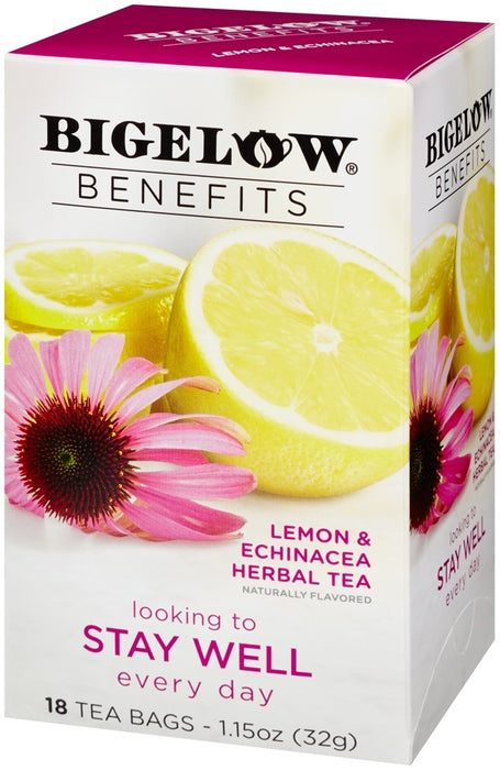 Bigelow Benefits Stay Well Herbal Tea with Lemon & Echinacea, 18 ct