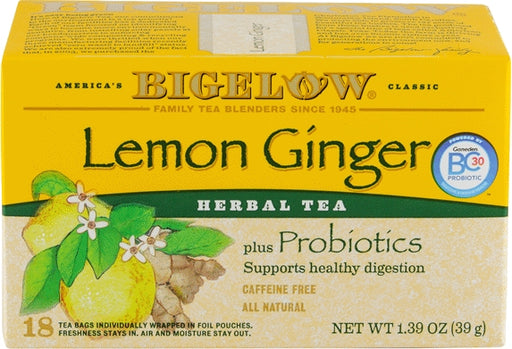 Bigelow Tea Lemon Ginger With Probiotics Tea Bags, 18 ct