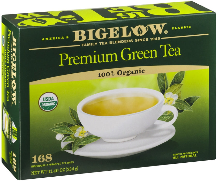 Bigelow Premium Green Tea, 100% Organic, Individually Wrapped Tea Bags, 168 ct