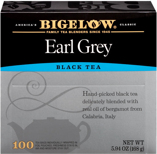 Bigelow Earl Grey Black Tea Bags, Individually Wrapped, 100 ct