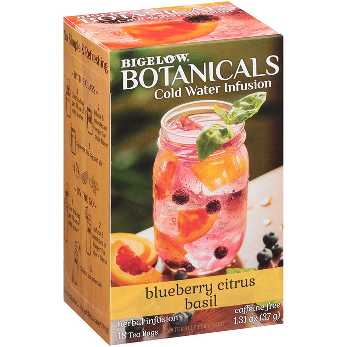 Bigelow Botanicals Cold Water Infusion Blueberry Citrus Basil Tea Bags, 18 ct