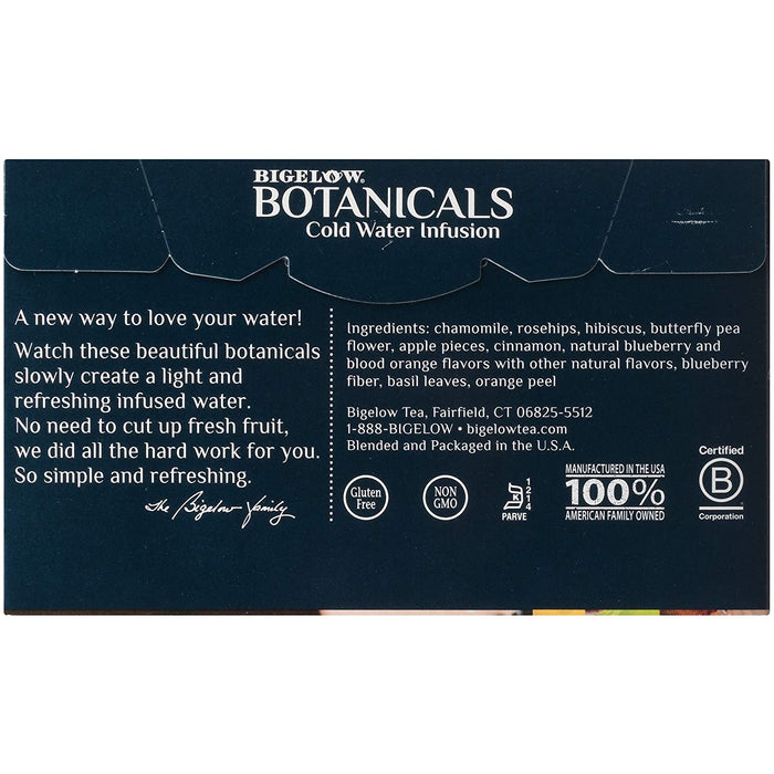 Bigelow Botanicals Cold Water Infusion Blueberry Citrus Basil Tea Bags, 18 ct