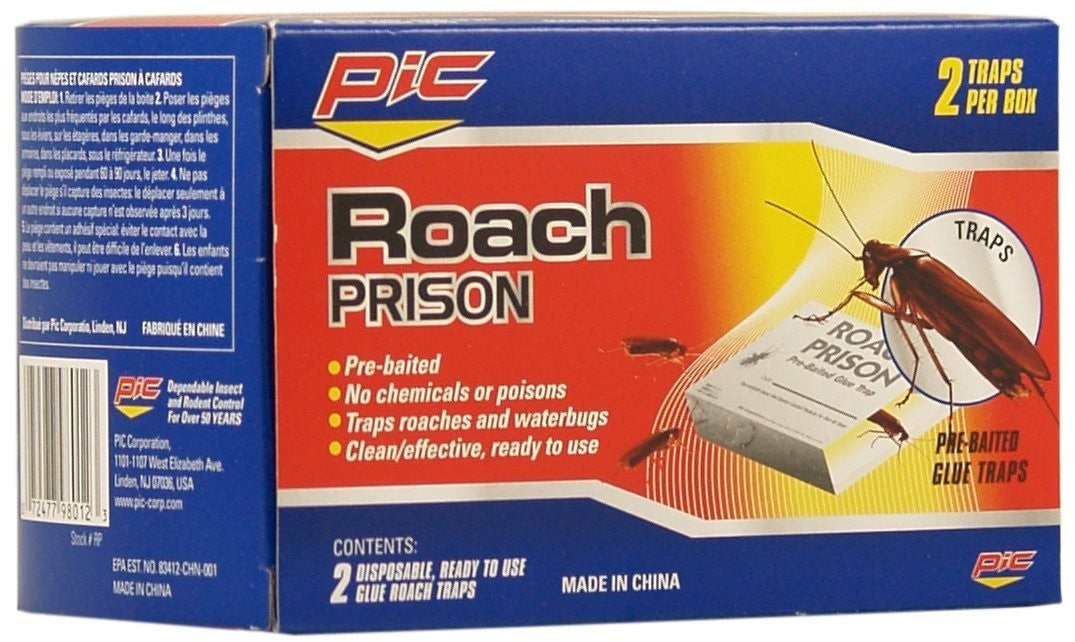 Pic Roach Prison Disposable Pre-Baited Glue Roach Traps, 2 pc