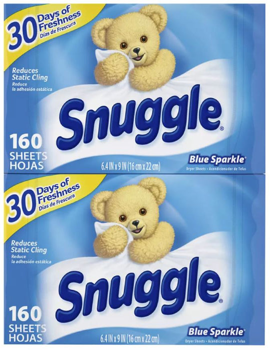 Snuggle Blue Sparkle Fabric Softener Dryer Sheets, 320 ct