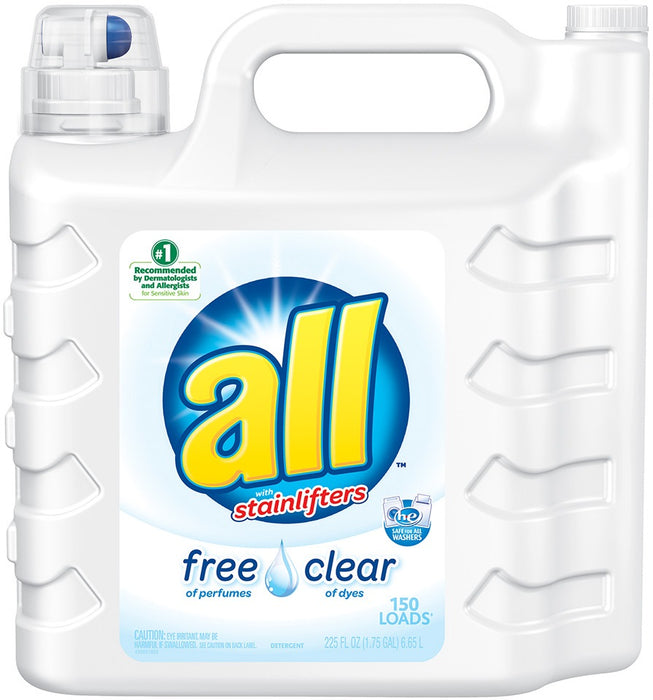 All with Stainlifter Laundry Detergent, Free & Clear of Dyes, 225 oz