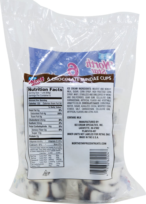 North Star Chocolate Sundae Ice Cream Cups, 6 ct