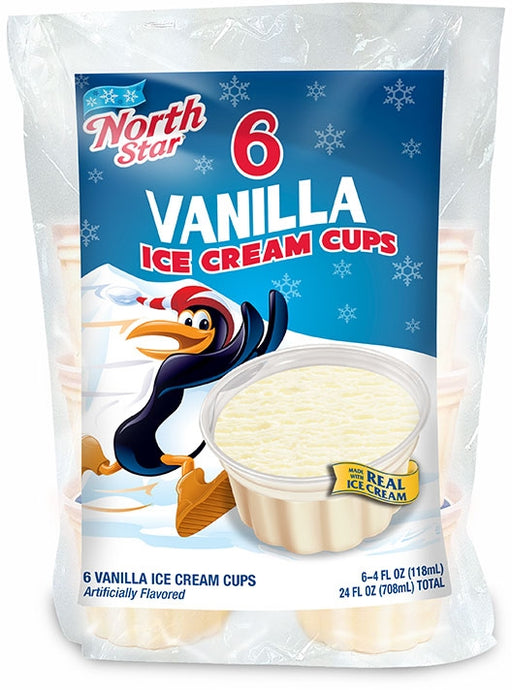 North Star Vanilla Ice Cream Cups, 6 x 4 oz