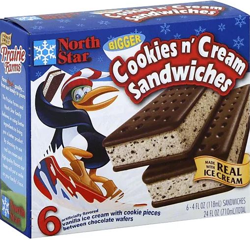 North Star Cookies & Cream Ice Cream Sandwiches , 6 ct
