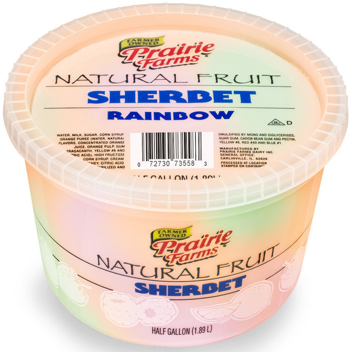 Prairie Farms Rainbow Sherbet, 64 oz