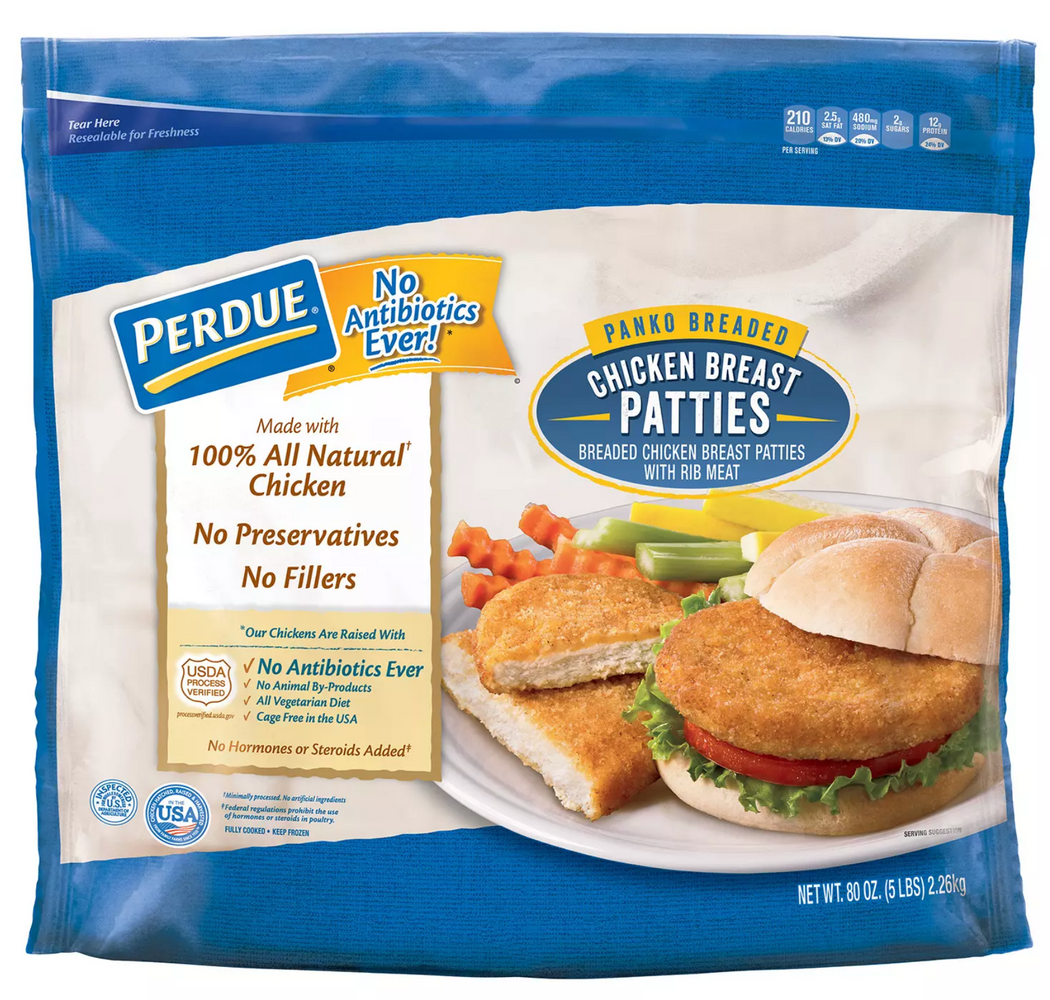 Perdue Frozen Chicken Breast Patties , 5 lbs