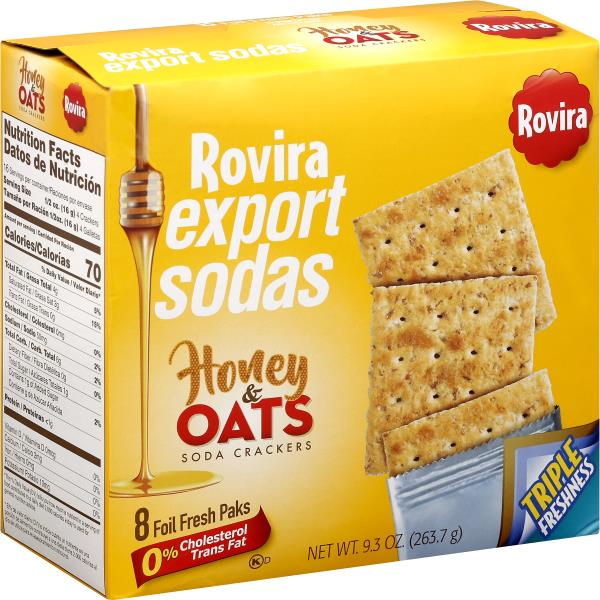 Rovira Export Sodas Honey & Oats Crackers , 9.3 oz