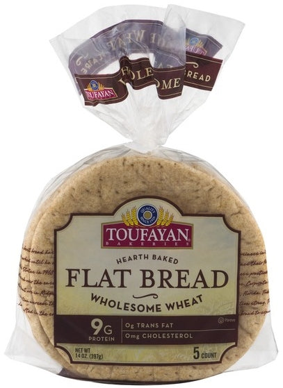 Toufayan Flat Bread, Wholesome Wheat, 14 oz, 5 ct