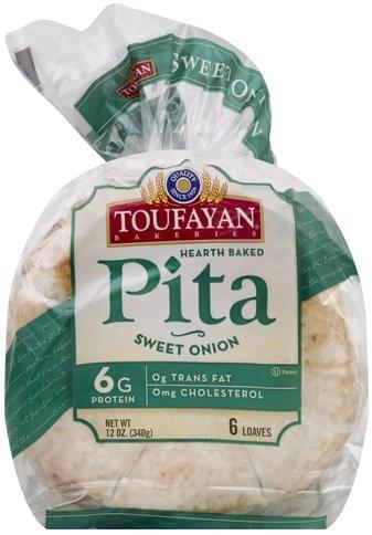 Toufayan Pita Bread, Sweet Onion, 6 ct