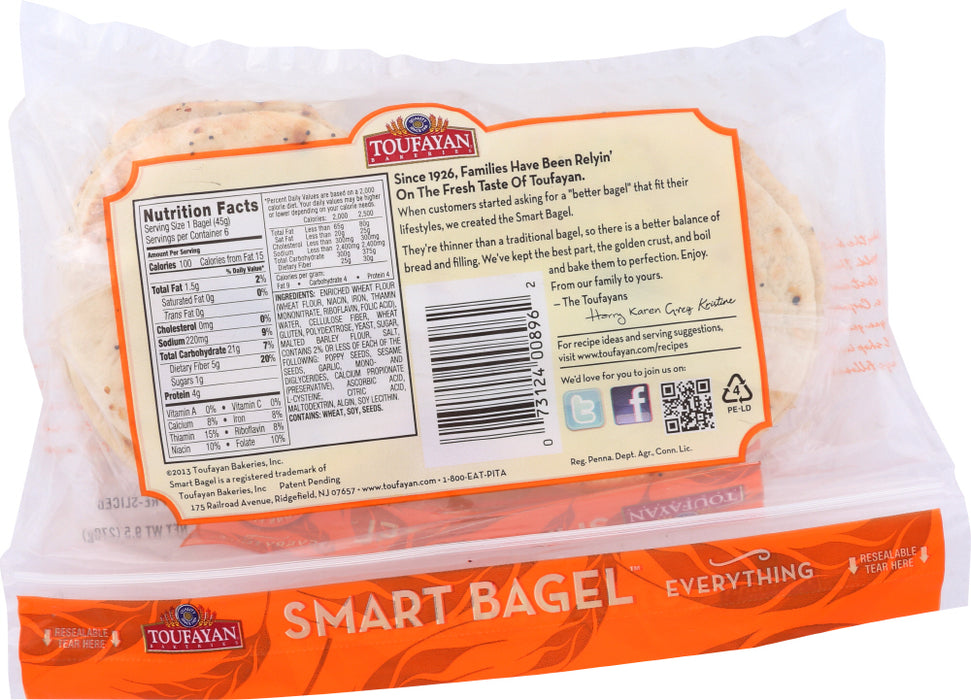 Toufayan Smart Bagels, 6 ct