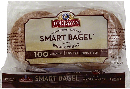 Toufayan Smart Bagel, Whole Wheat, 6 ct