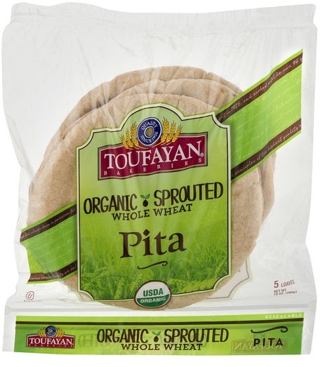 Toufayan Pita Bread, Organic Sprouted Whole Wheat, 12 oz, 5 ct