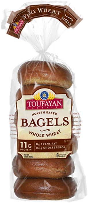 Toufayan Heart Baked Bagels, Whole Wheat , 6 ct