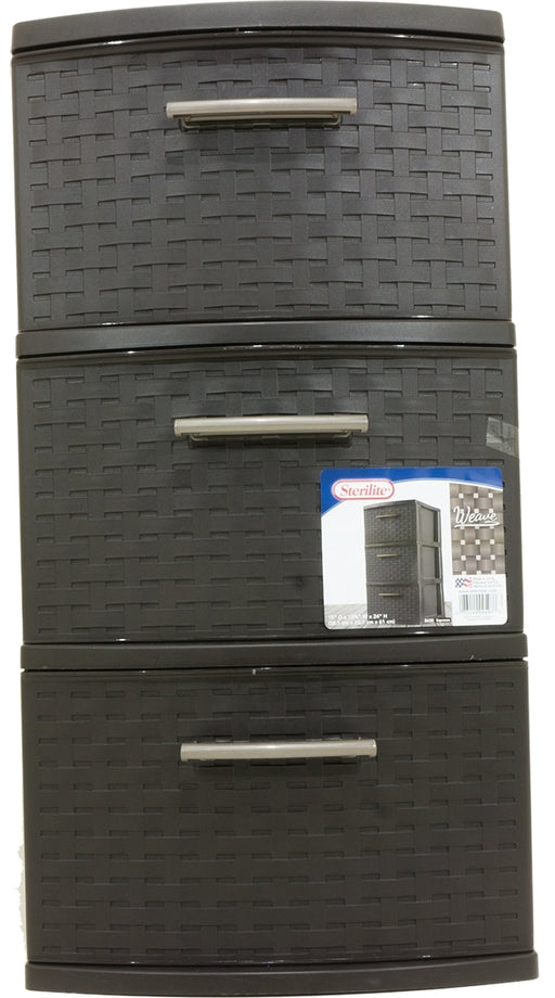 Sterilite 3-Drawer Brown Weave Tower, (15" D x 12.6" W x 24" H (38.1 x 32.1 x 61 cm)