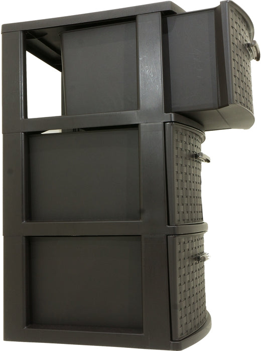 Sterilite 3-Drawer Brown Weave Tower, (15" D x 12.6" W x 24" H (38.1 x 32.1 x 61 cm)