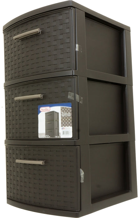 Sterilite 3-Drawer Brown Weave Tower, (15" D x 12.6" W x 24" H (38.1 x 32.1 x 61 cm)