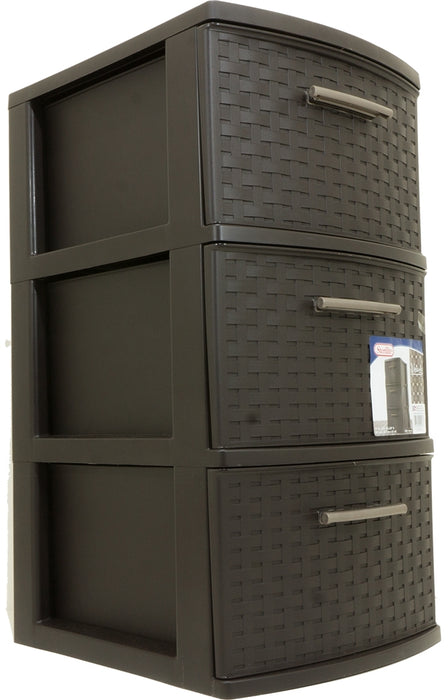 Sterilite 3-Drawer Brown Weave Tower, (15" D x 12.6" W x 24" H (38.1 x 32.1 x 61 cm)