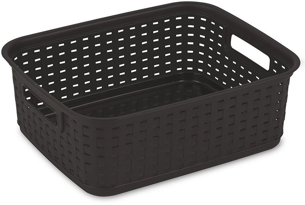 Sterilite Short Weave Basket, Brown, 15 x 12.25 x 5.25 inch