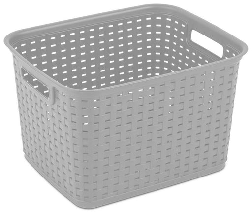 Sterilite Tall Weave Basket, Grey, 15 x 12.25 x 9.38 inch