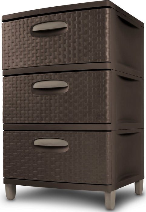 Sterilite Weave 3-Drawer Unit, Espresso, 20 x 19 x 32 inch