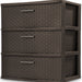 Sterilite Weave 3-Drawer Wide Unit, Espresso, 15.88 x 21.88 x 24 inch