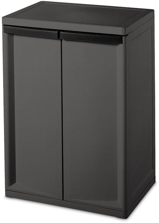 Sterilite 2-Shelf Cabinet, Grey, 25.63 x 18.88 x 35.63 inch