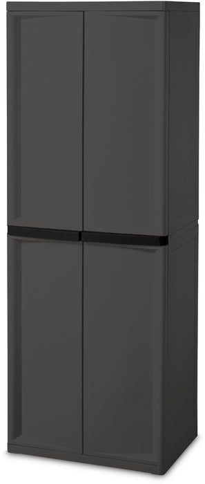 Sterilite 4-Shelf Cabinet, Grey, 25.63 x 18.88 x 69.38 inch