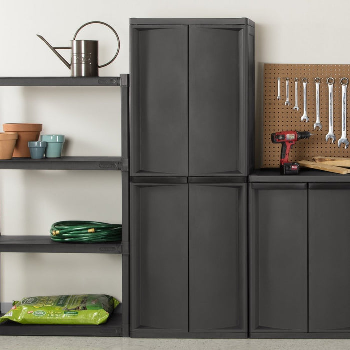 Sterilite 4-Shelf Cabinet, Grey, 25.63 x 18.88 x 69.38 inch