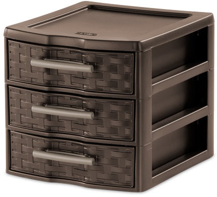 Sterilite Small Weave 3 Drawer Unit, 8 x 7 x 6 inch